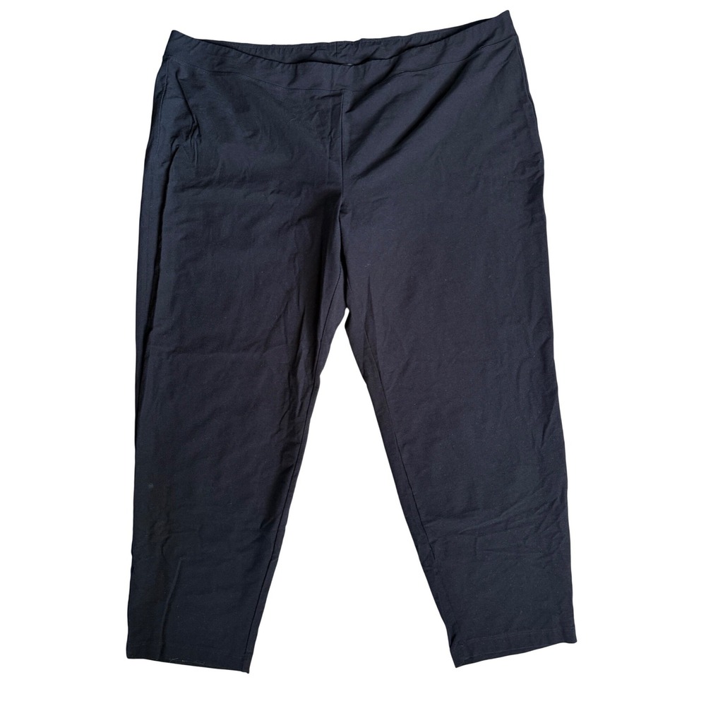 Eileen Fisher Size 3X Black Stretch Viscose Tapered Cropped‎ Elastic Waist Pants